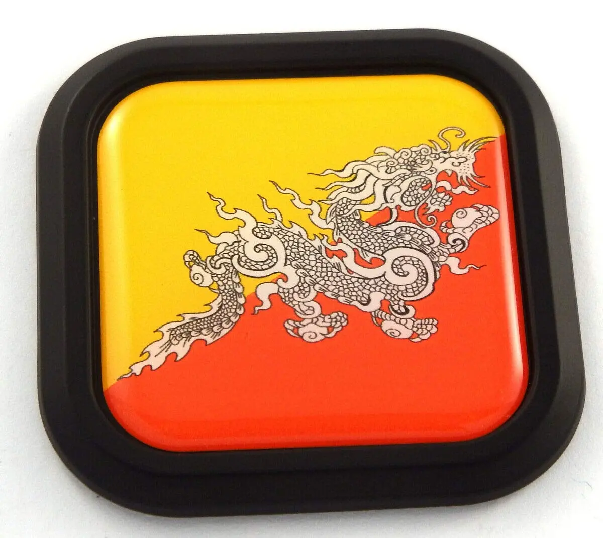 Bhutan Flag Square Black Rim Emblem Car 3D Decal Badge Hood Bumper Sticker 2" 1