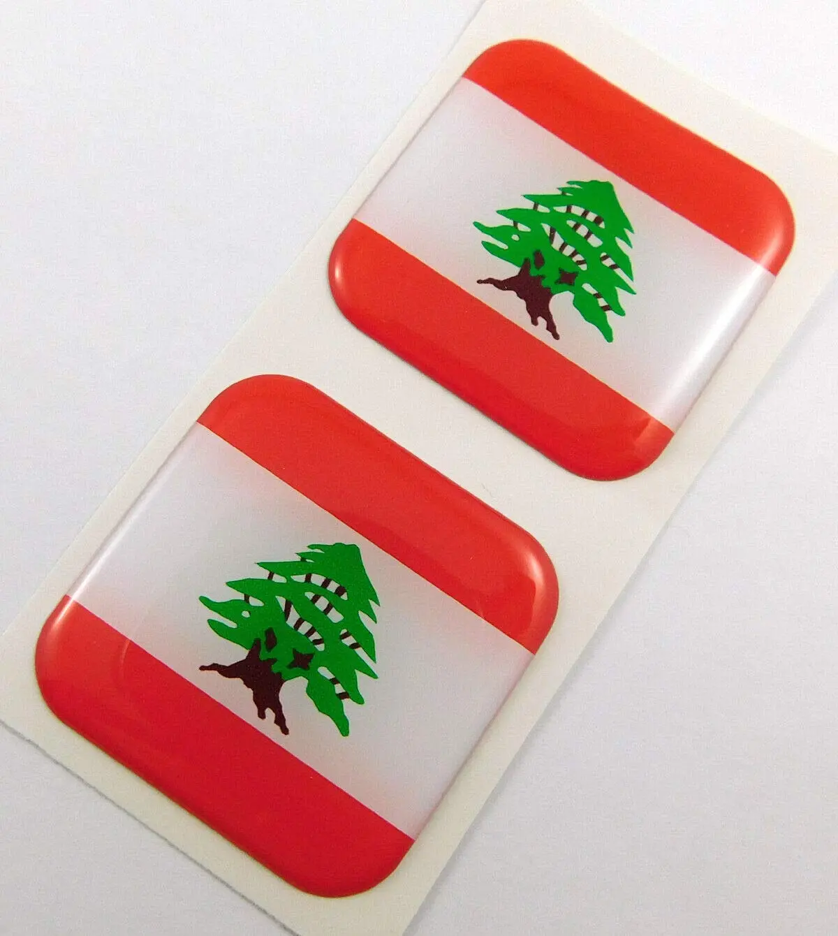 Lebanon Flag Square Domed Decal Car Bike Gel Stickers 1.5" 2Pc 1