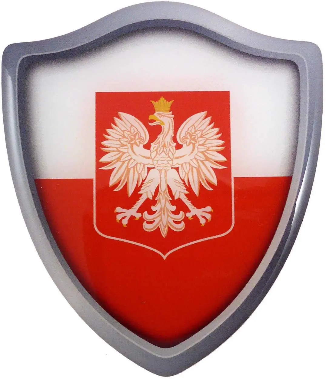 Poland Polska Flag Shield Domed Decal 3D Look Edge Emblem Resin Sticker 2.6"X3" 1