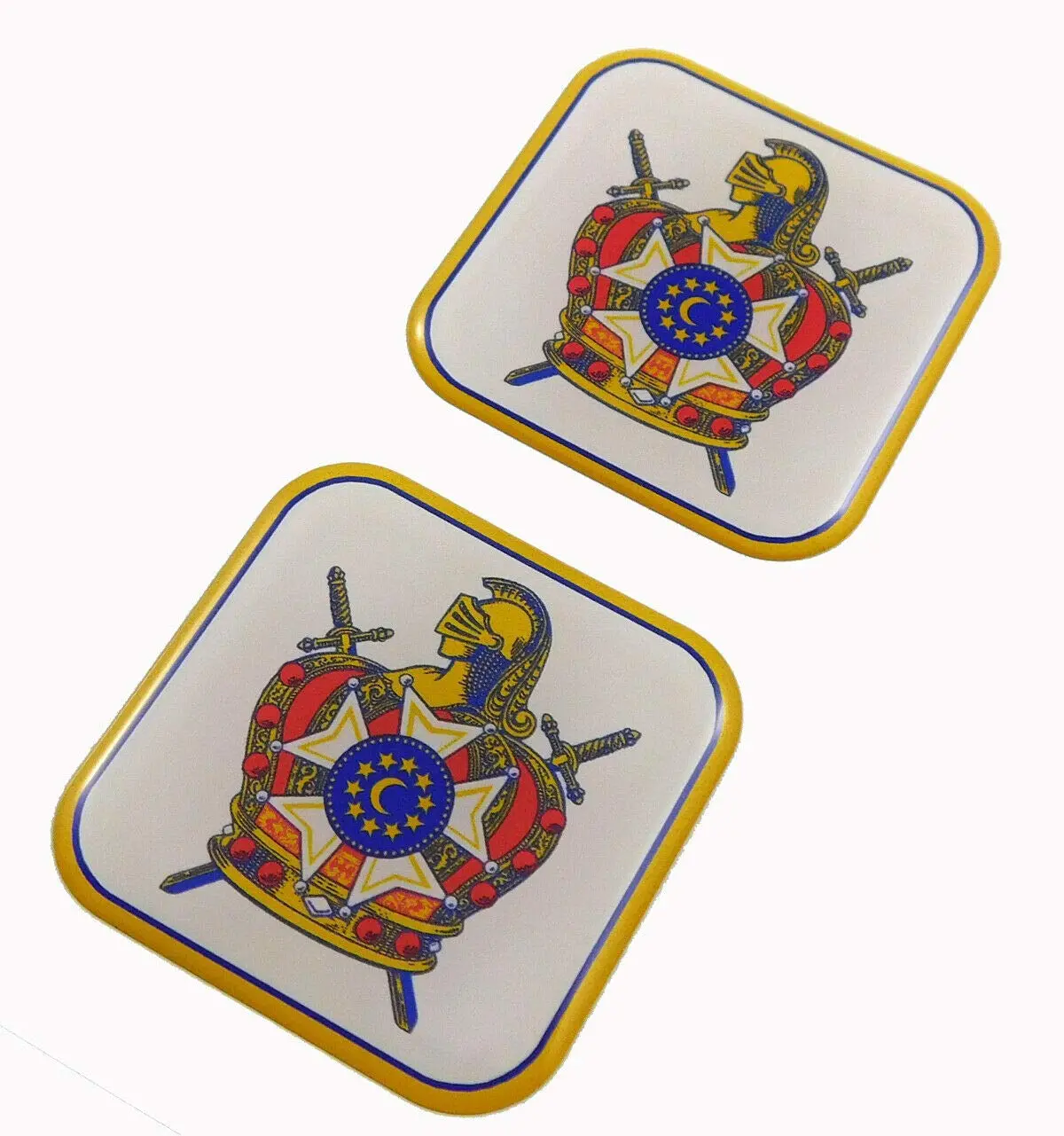 Demolay De Molay Mason Square Domed Decal Emblem Car Bike Gel Stickers 1.5" 2Pc. 1