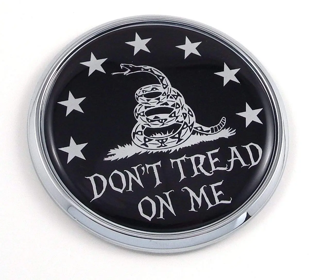 Don't Tread On Me Flag 2.75" Car Chrome Round Emblem Decal Sticker 3D Badge 1