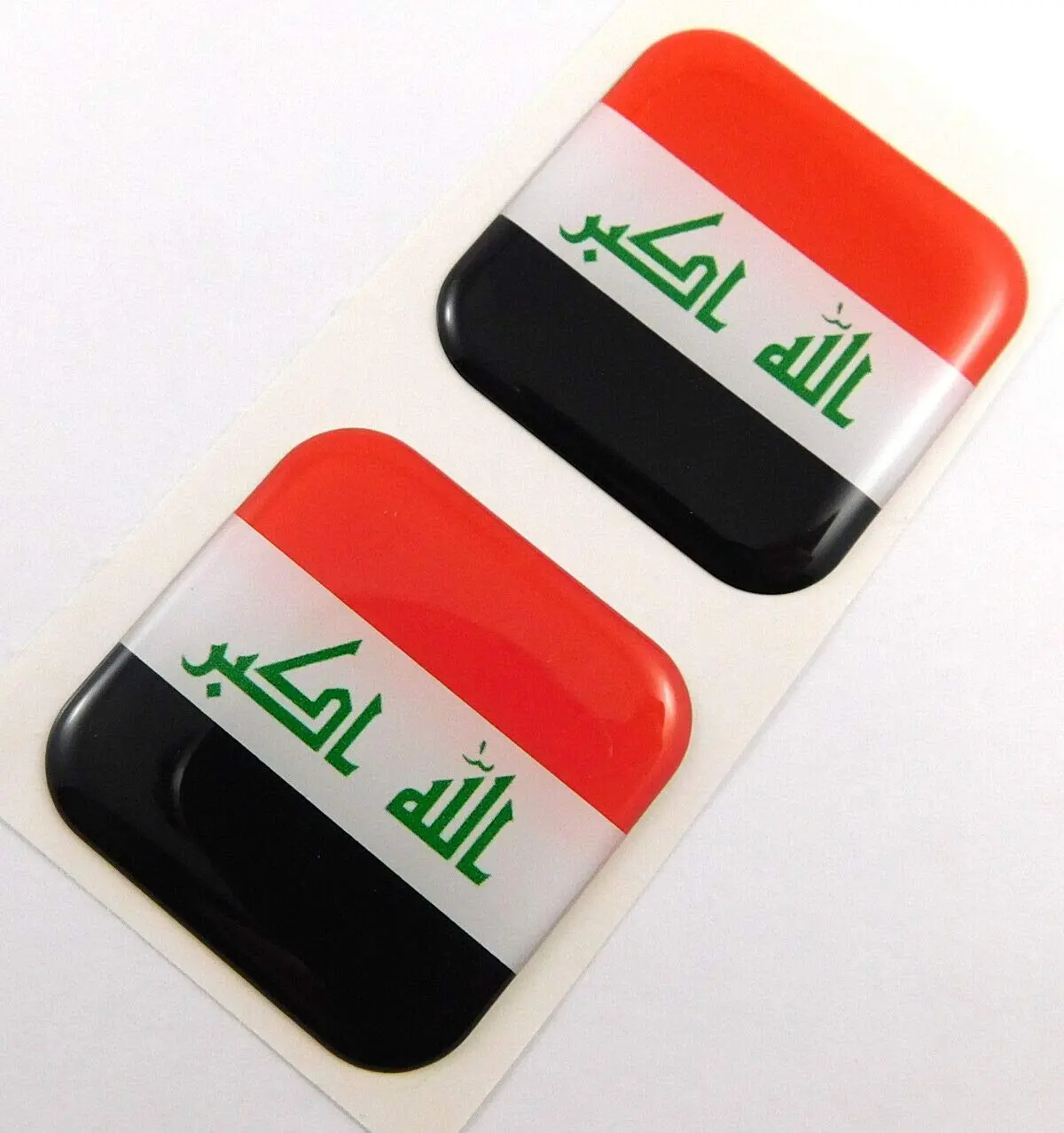 Iraq Flag Square Domed Decal Car Bike Gel Stickers 1.5" 2Pc 1