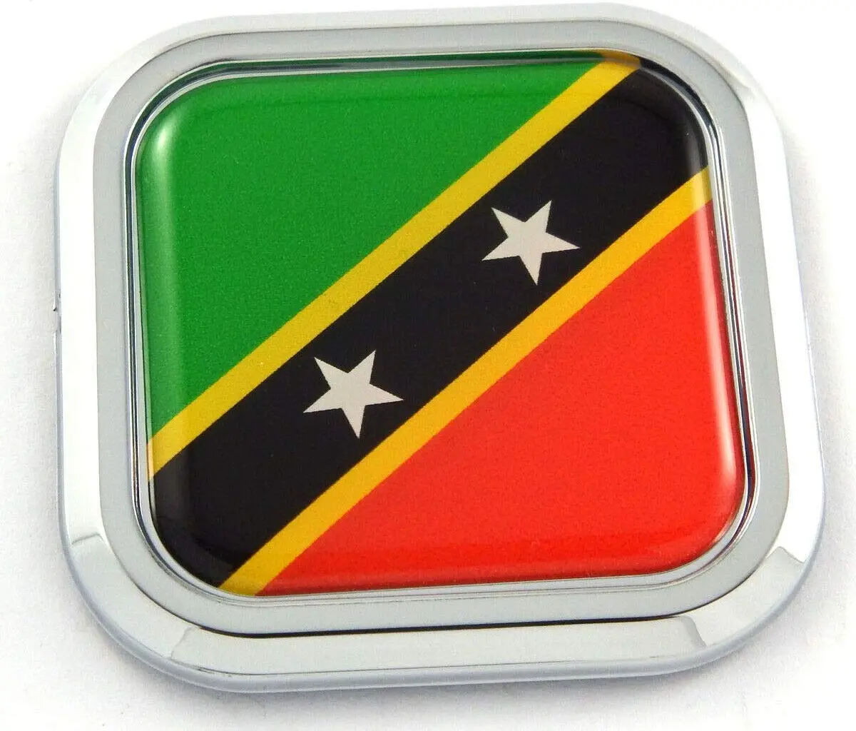 St. Kitts And Nevis Flag Square Chrome Rim Emblem Car 3D Decal Badge Bumper 2" 1