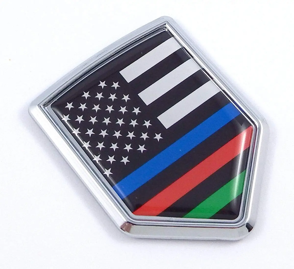 Usa Police 3 Color Thin Red Green Blue Line Flag Car Auto Emblem Decal 3D Sticker 1