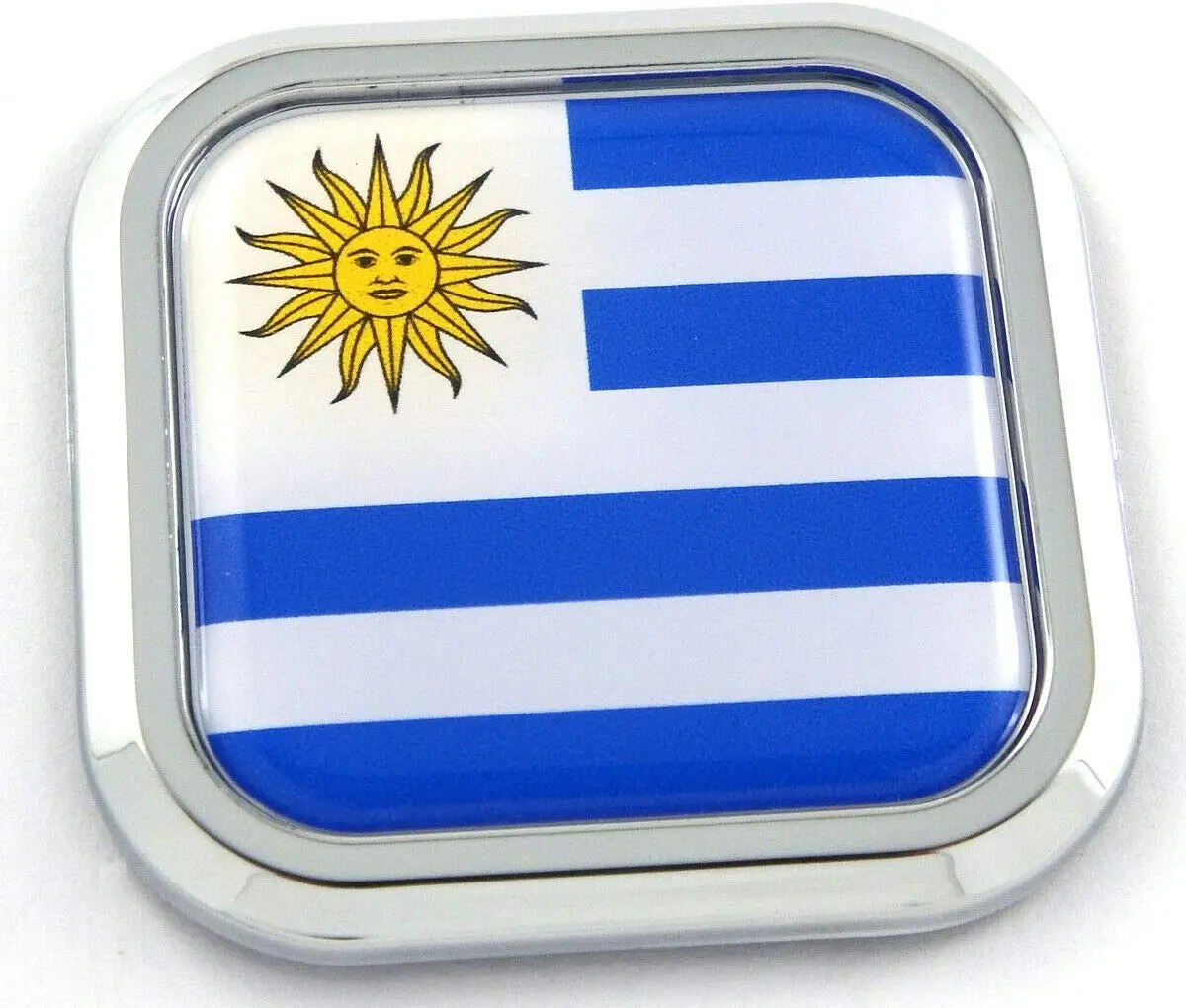 Uruguay Flag Square Chrome Rim Emblem Car 3D Decal Badge Hood Bumper Sticker 2" 1