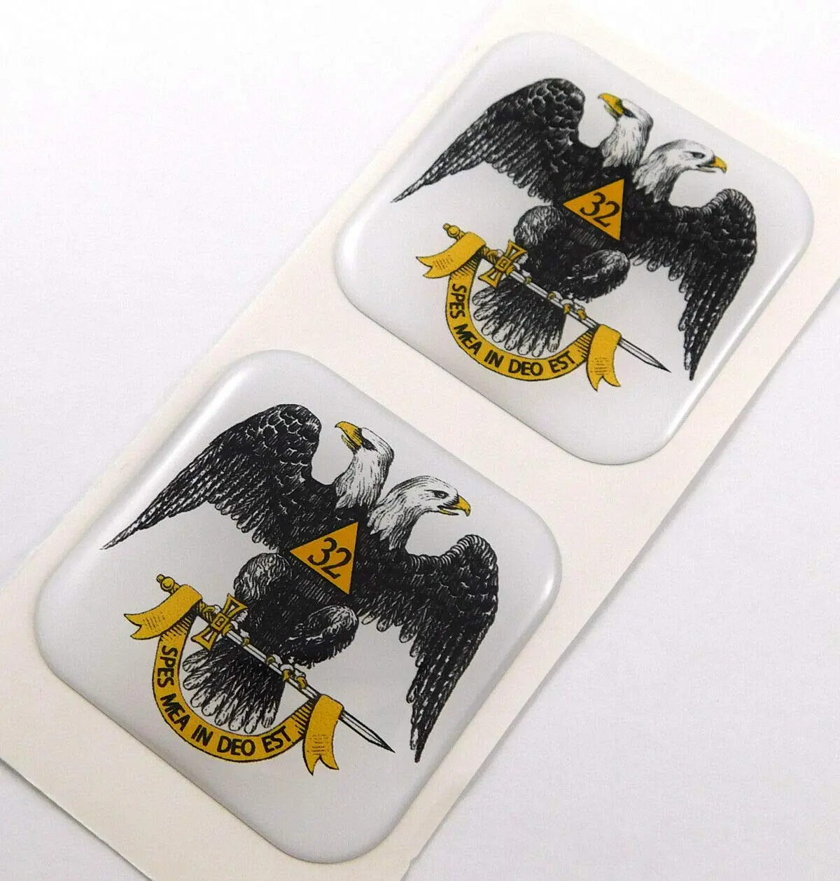 Scottish Rite Mason Square Domed Decal Emblem Car Bike Gel Stickers 1.5" 2Pc. 1