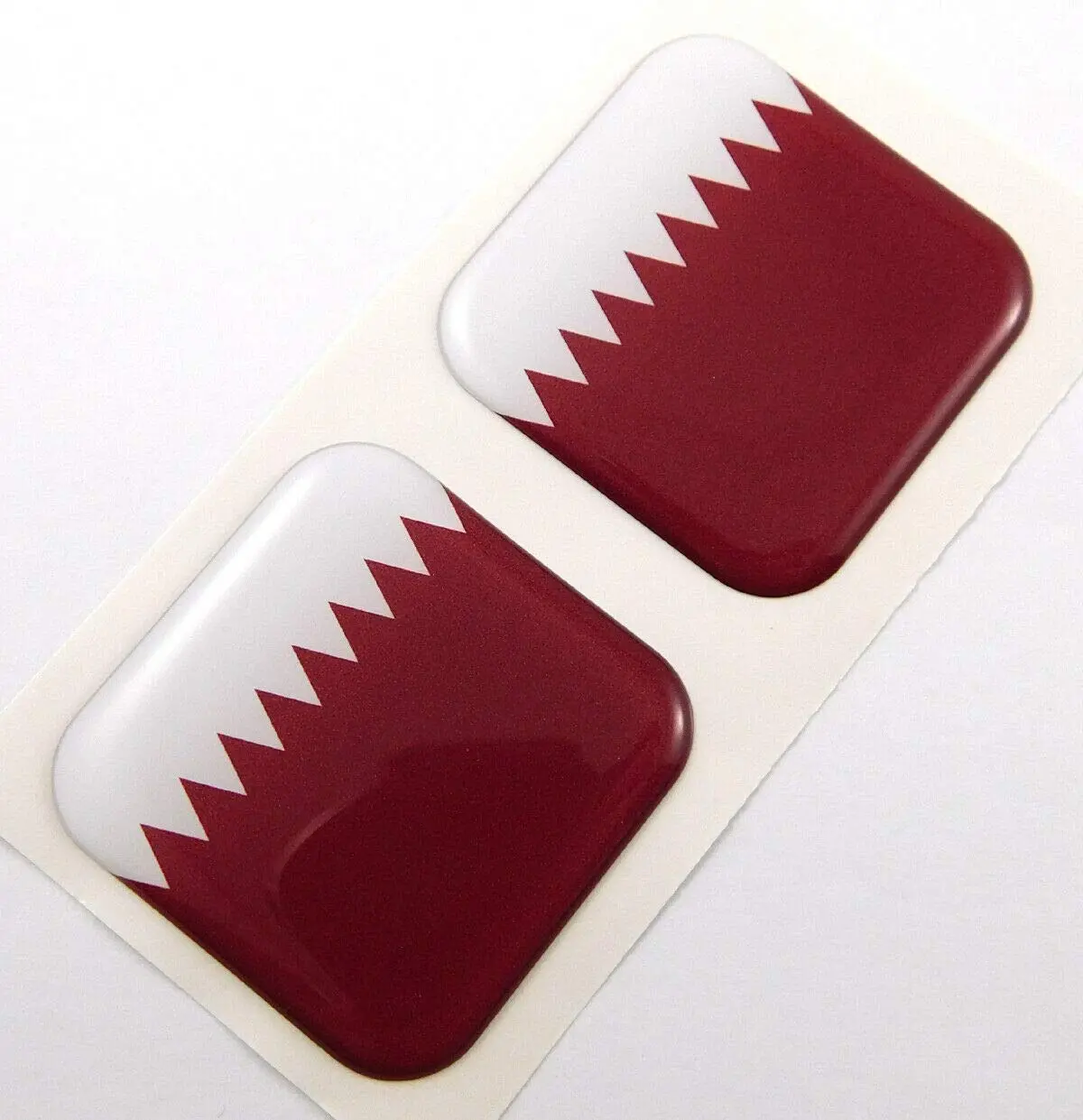 Qatar Flag Square Domed Decal Car Bike Gel Stickers 1.5" 2Pc 1