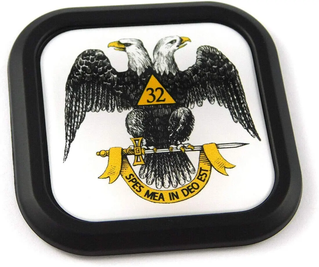 Scottish Rite Mason Square Black Rim Emblem Car 3D Decal Badge Bumper 2" 1