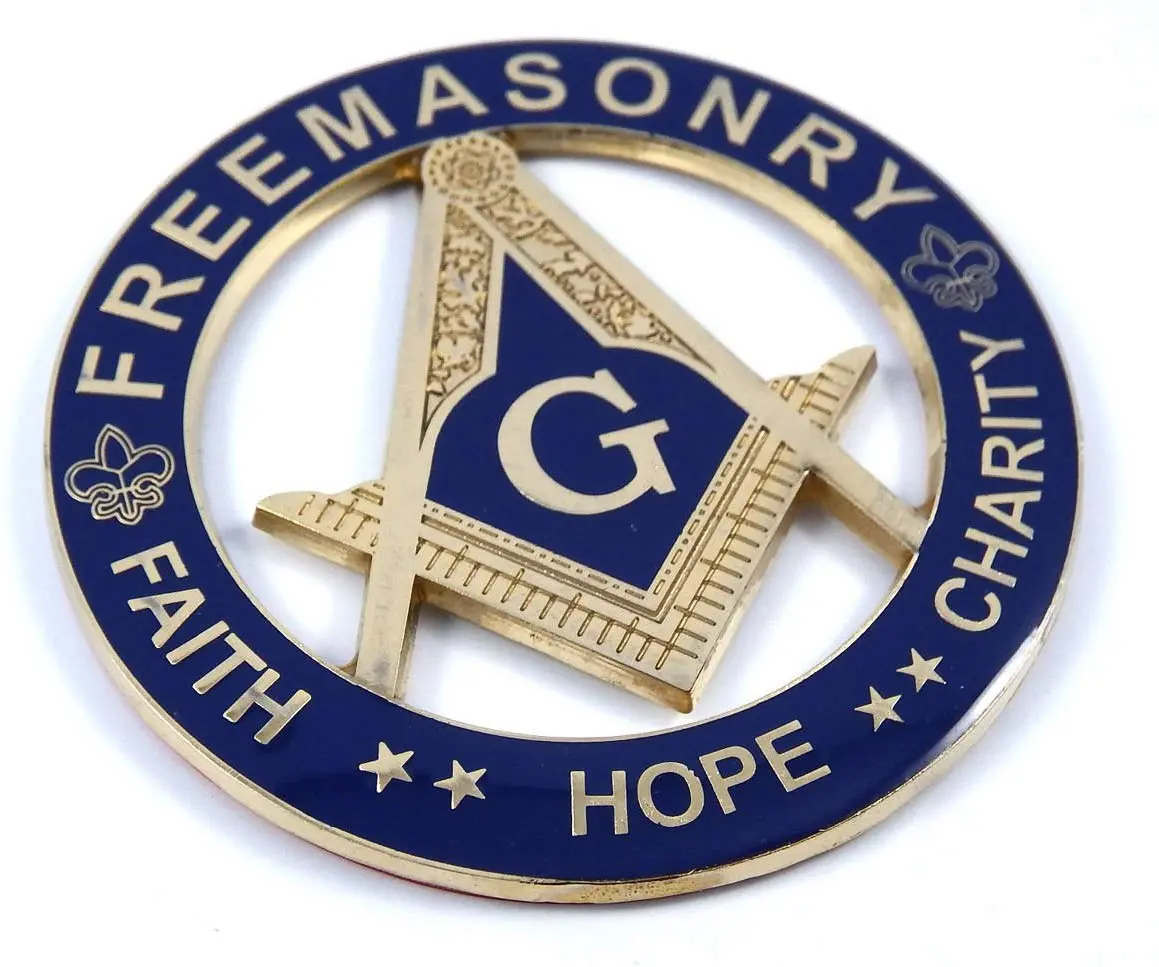 Car Chrome Decals Freemason, Faith Hope And Charity 3" Metal Emblem 3D Masonic Decal Mas4 1