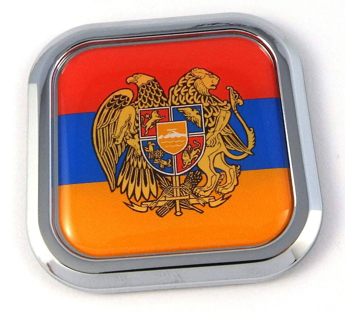 Armenia Flag Square Chrome Rim Emblem Car 3D Decal Badge Hood Bumper Sticker 2" 1