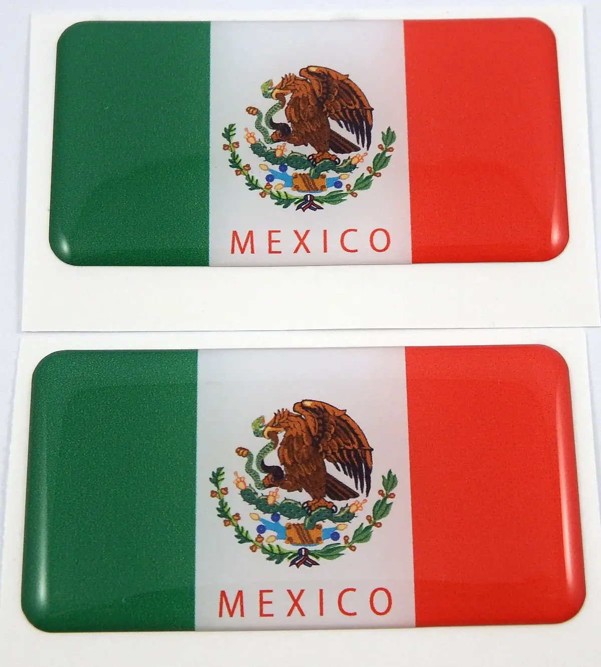 Mexico Mexican Flag Domed Decal 3D Sticker Emblem 2.6" Set Of 2 Decals 1