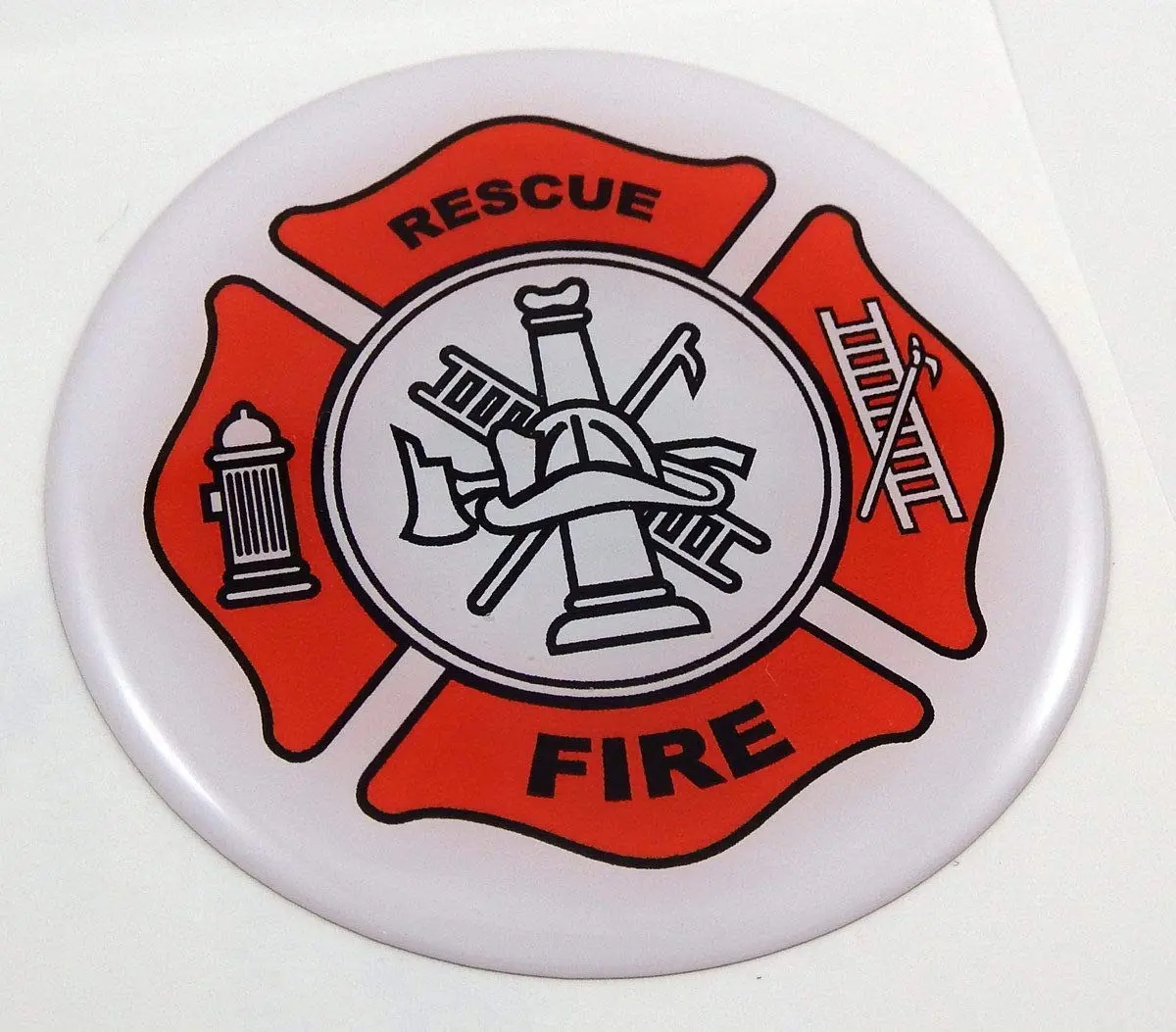 Fire Fighter Firefighter Flag Round Domed Decal Emblem Car Bike Sticker 2.44" 1