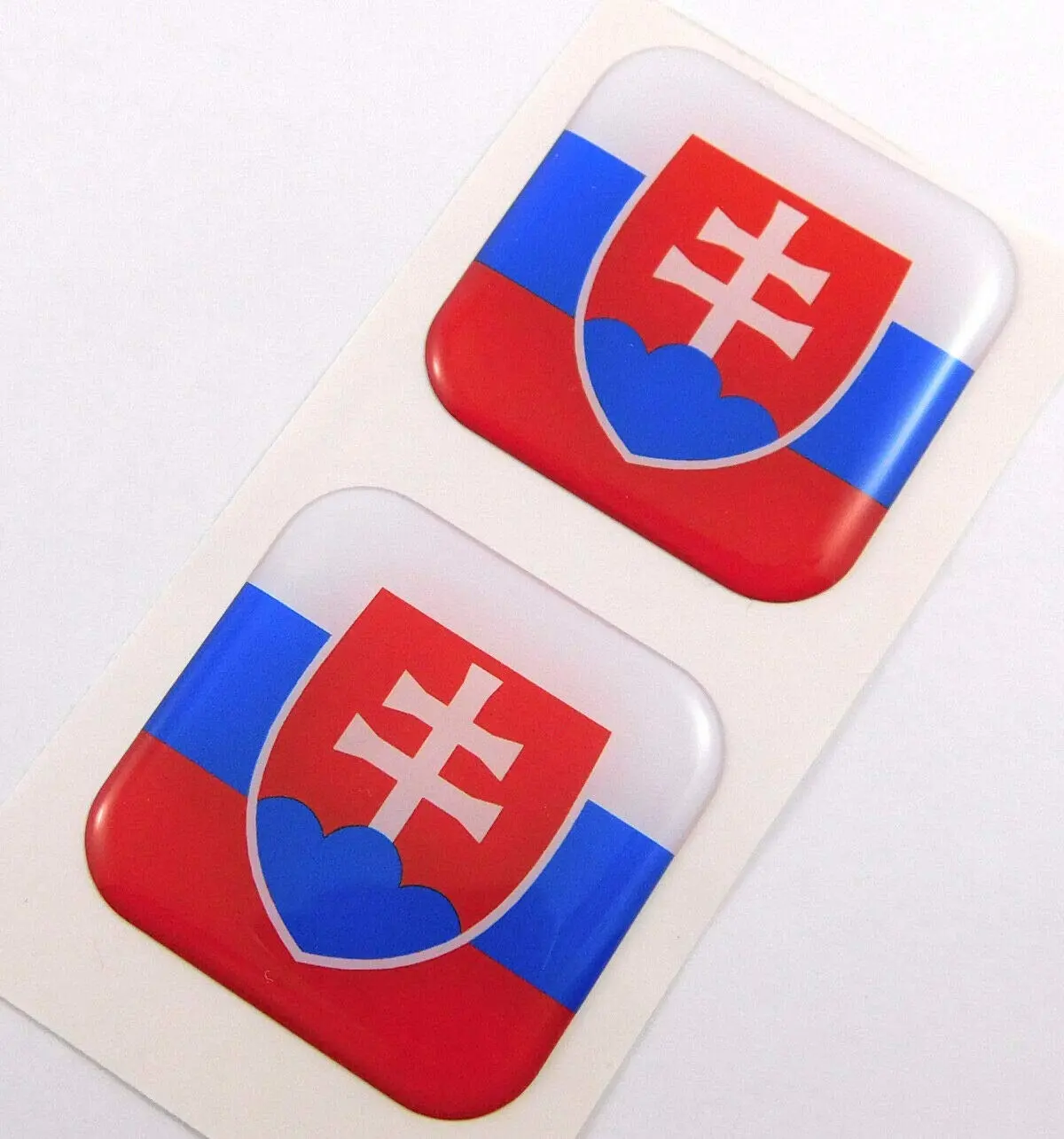 Slovakia Flag Square Domed Decal Car Bike Gel Stickers 1.5" 2Pc 1