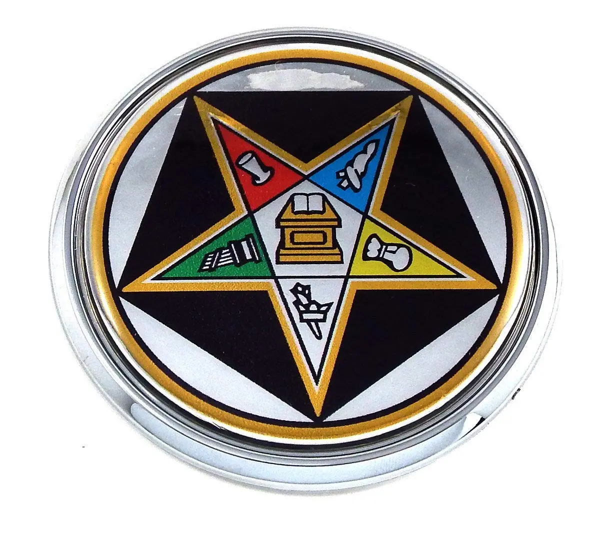 Eastern Star Masonic Flag 2.75" Car Chrome Round Emblem Decal Sticker 3D Badge 1