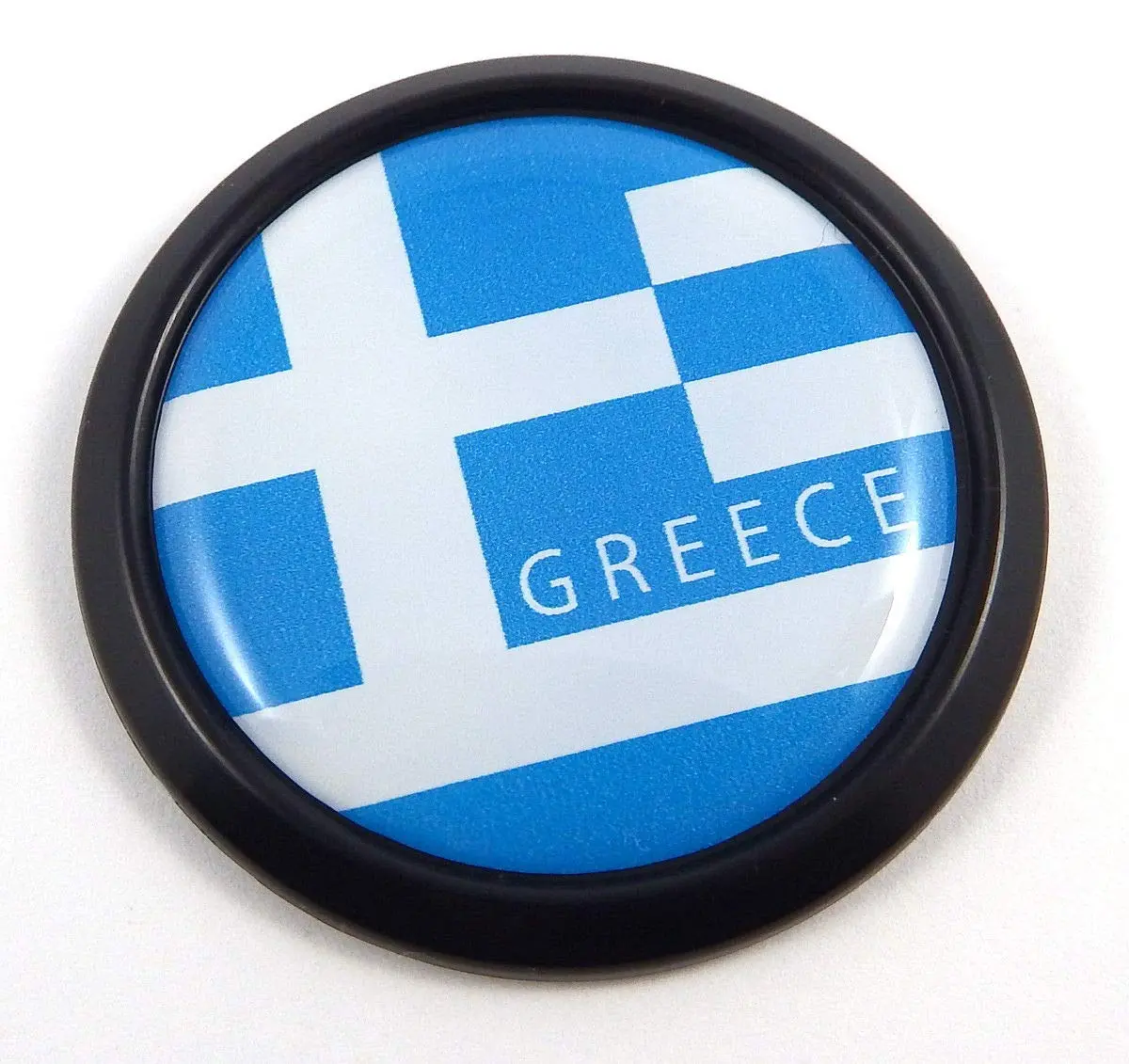 Greece Greek Black Round Flag Car Decal Emblem Bumper 3D Sticker 1.85" 1