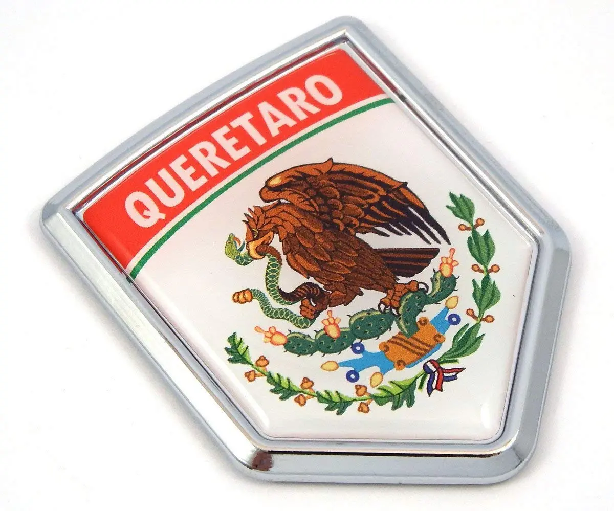 Queretaro Mexico Flag Mexican Car Emblem Chrome Bike Decal 3D Sticker Mx7 1