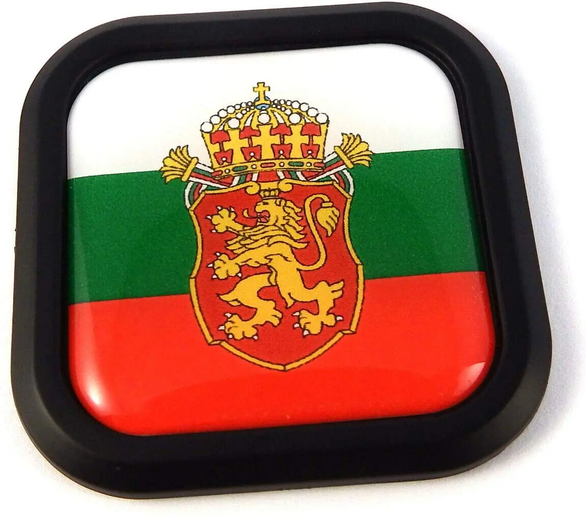 Bulgaria Flag Square Black Rim Emblem Car 3D Decal Badge Hood Bumper Sticker 2" 1