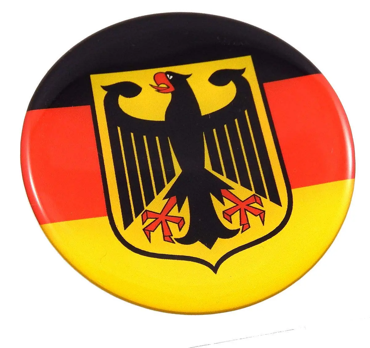 German Germany Deutschland Flag Round Domed Decal Emblem Car Bike 2.44" 1