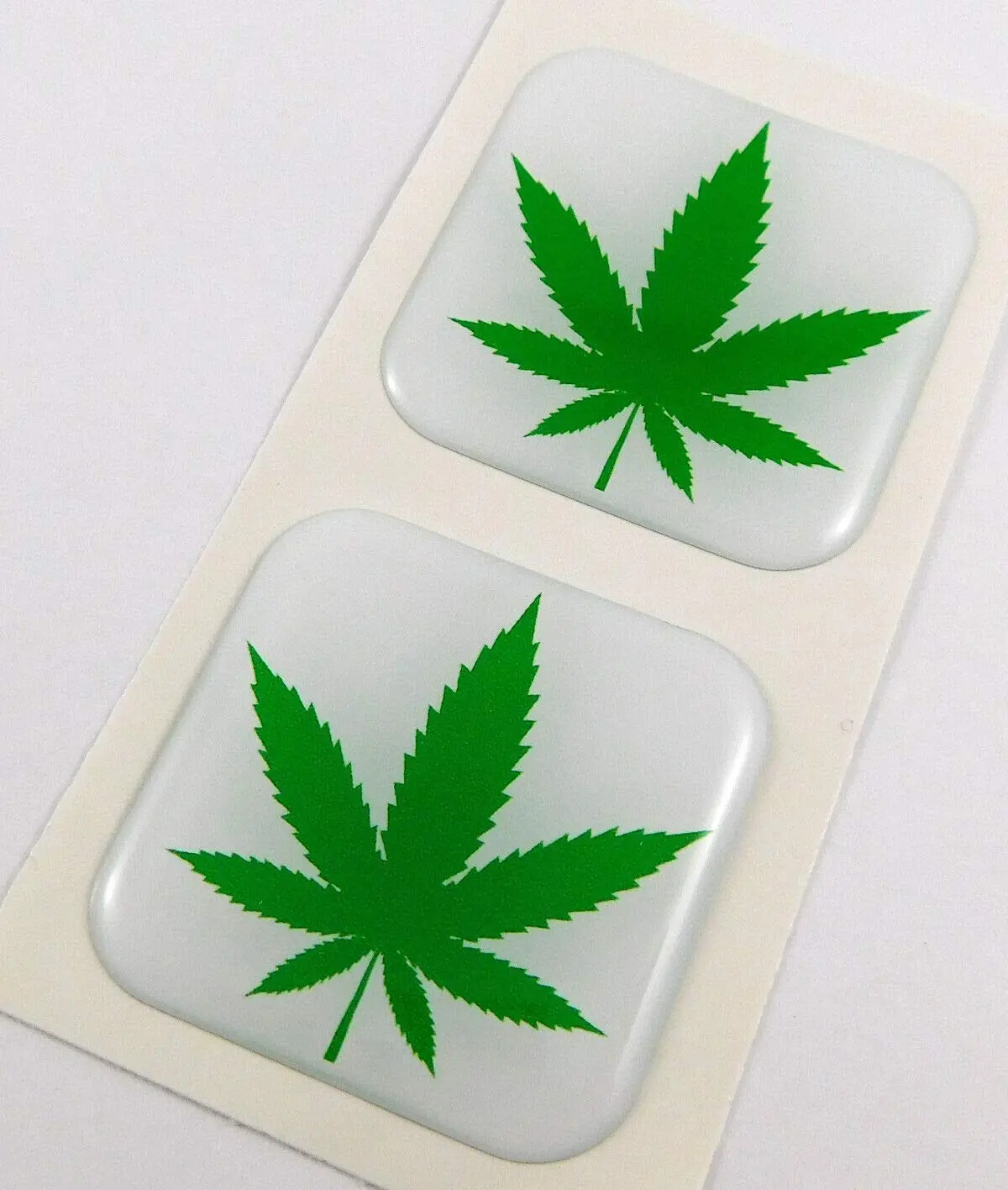 Marijuana Leaf Pot Cannabis Square Domed Decal Car Bike Gel Stickers 1.5" 2Pc 1
