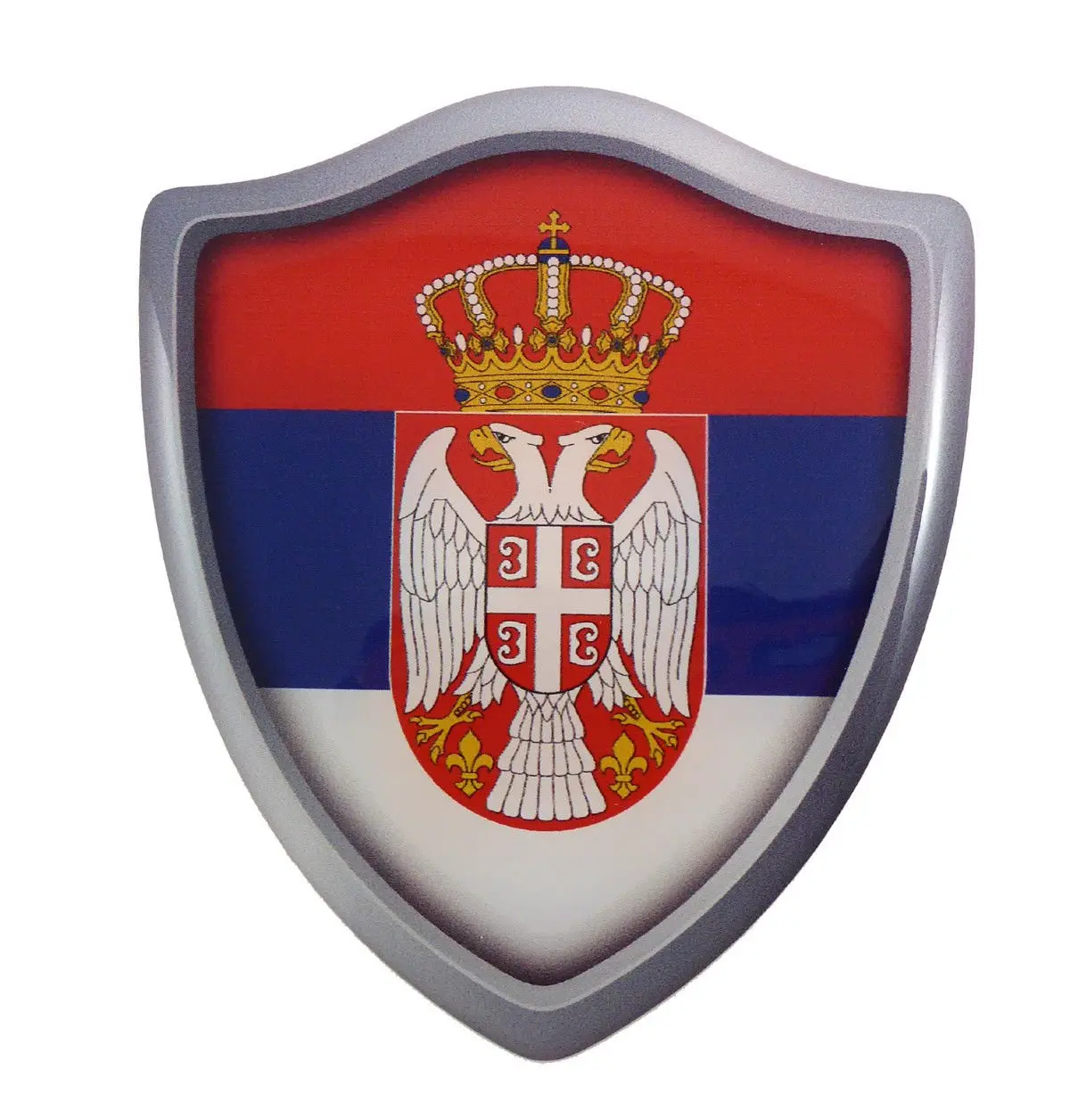 Serbia Serbian Flag Shield Domed Decal 3D Look Emblem Resin Car Sticker 2.6"X3" 1