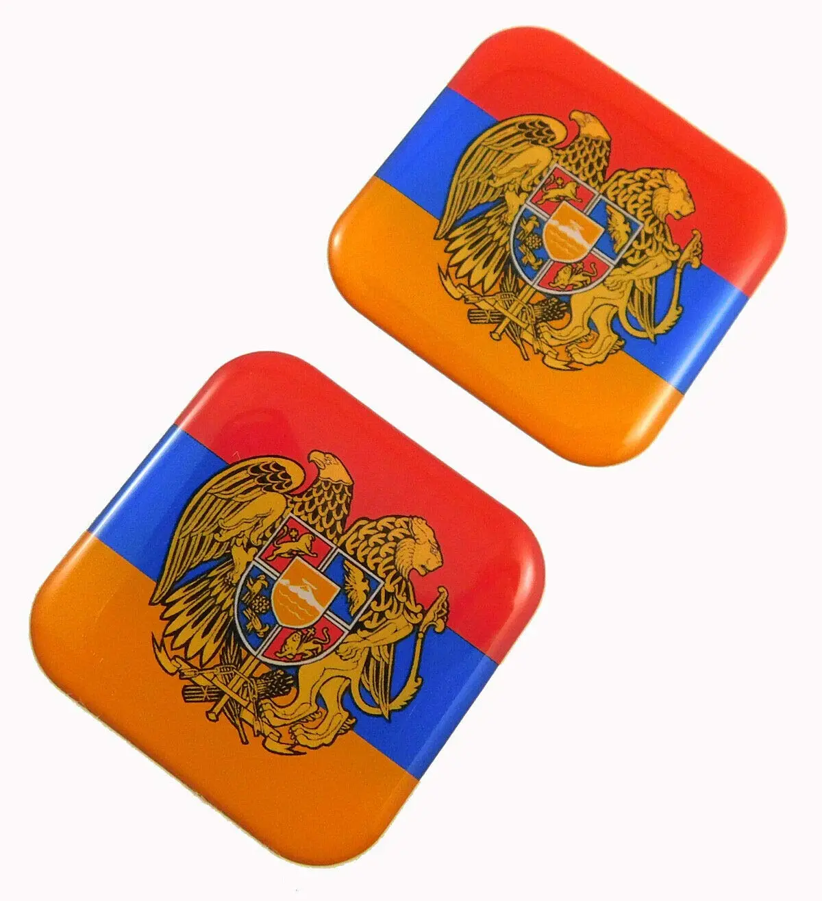 Armenia Flag Square Domed Decal Emblem Car Biker Gel Stickers 1.5" 2Pc. 1