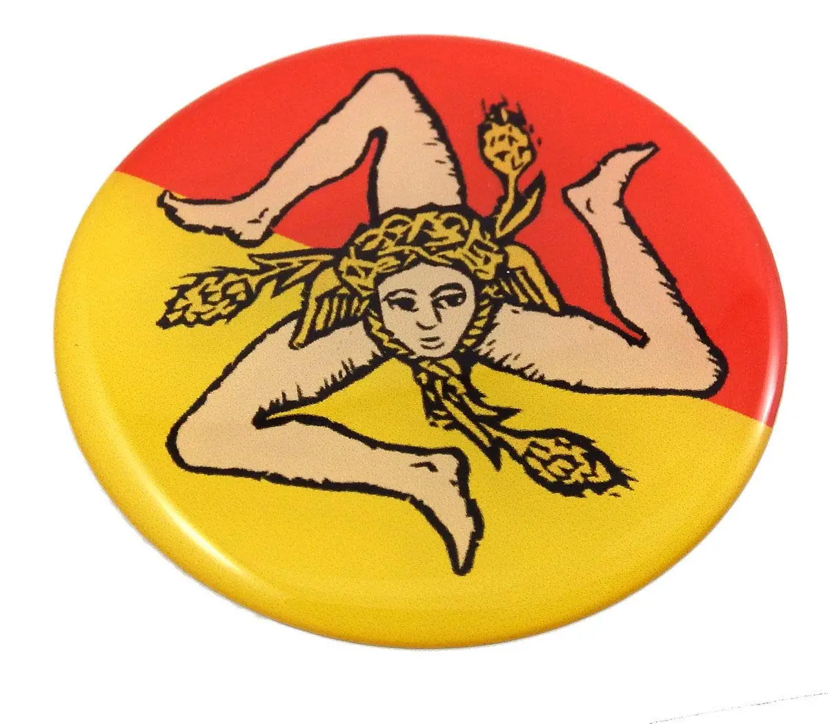 Sicily Sicilian Italia Flag Round Domed Decal Emblem Car Bike 3D Sticker 2.44" 1