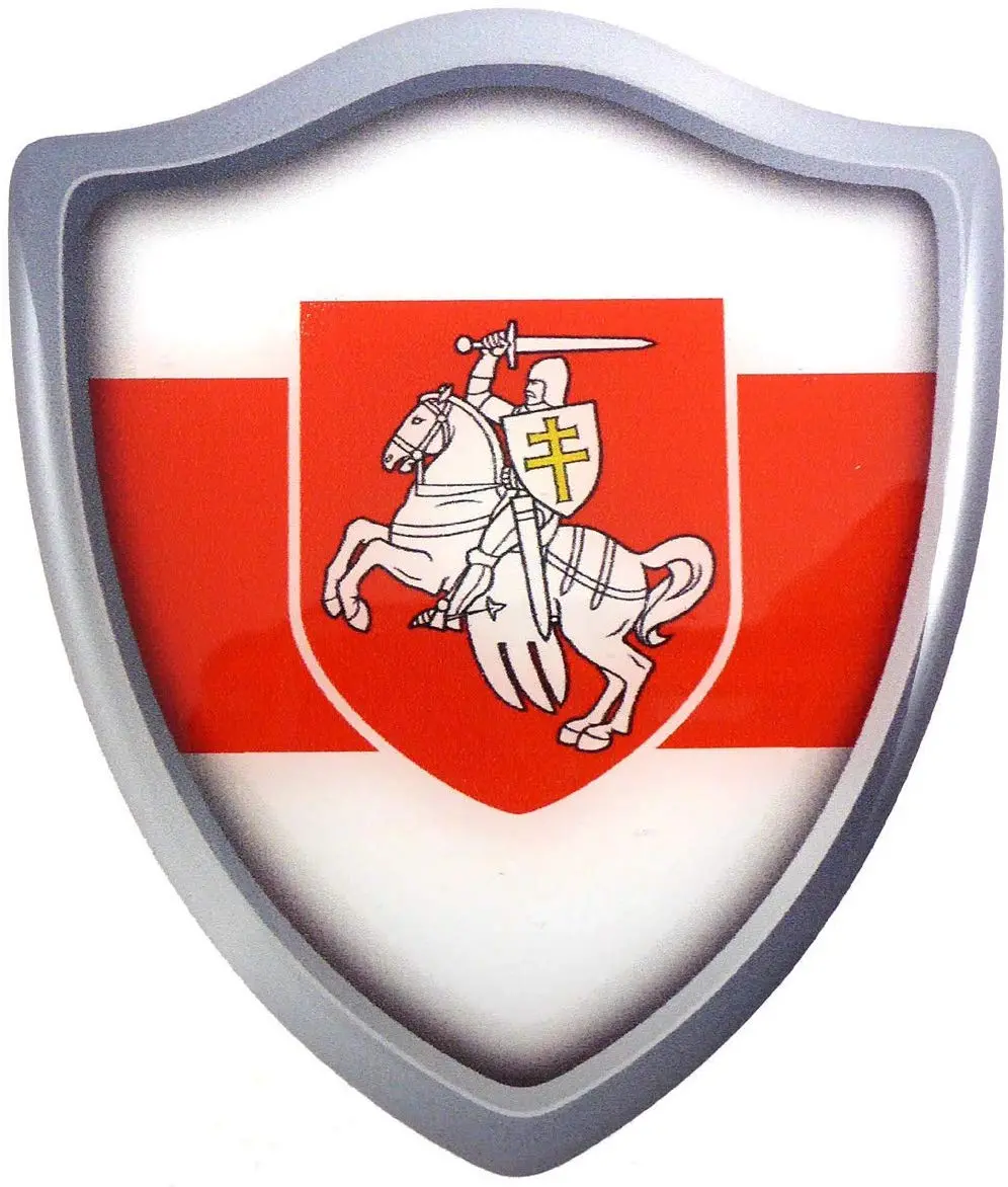 Belarus Flag Shield Domed Decal 3D Look Emblem Resin Car Sticker 2.6"X3" 1
