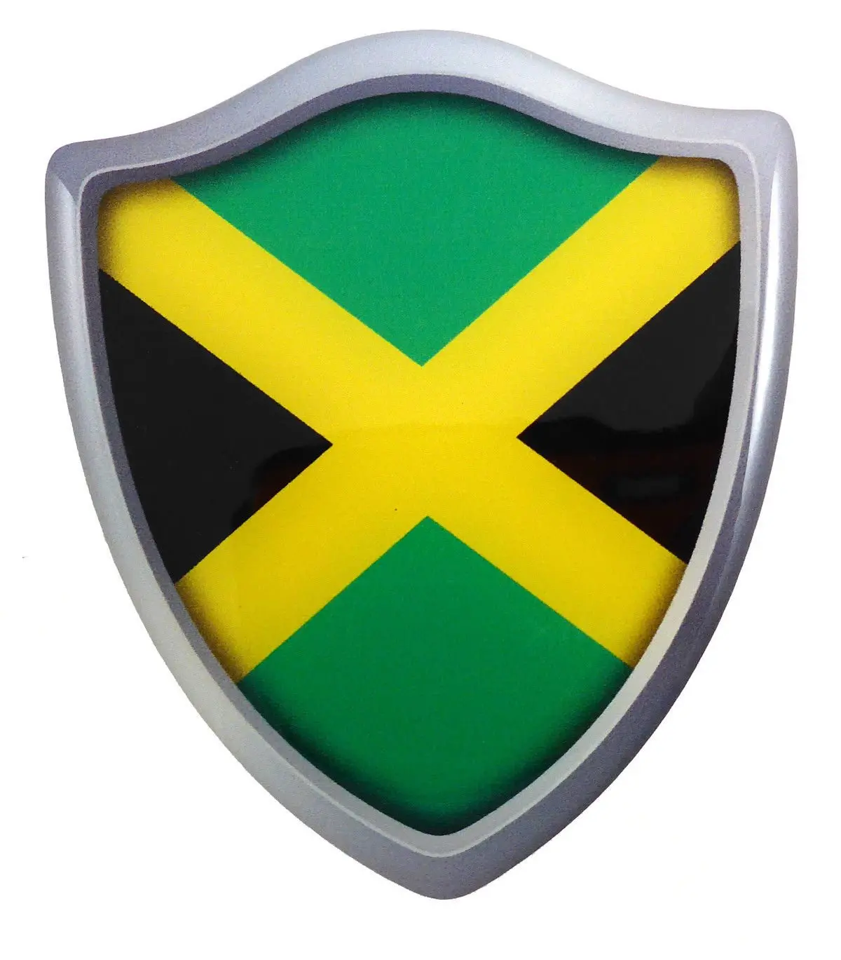 Jamaica Flag Shield Domed Decal 3D Look Emblem Resin Car Sticker 2.6"X3" 1