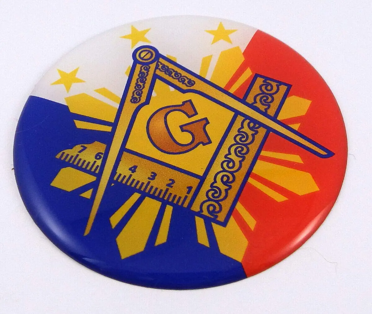 Mason Philippine Masonic Philippines Round Domed Decal Emblem Car Bike 3D Sticker 2.44" 1