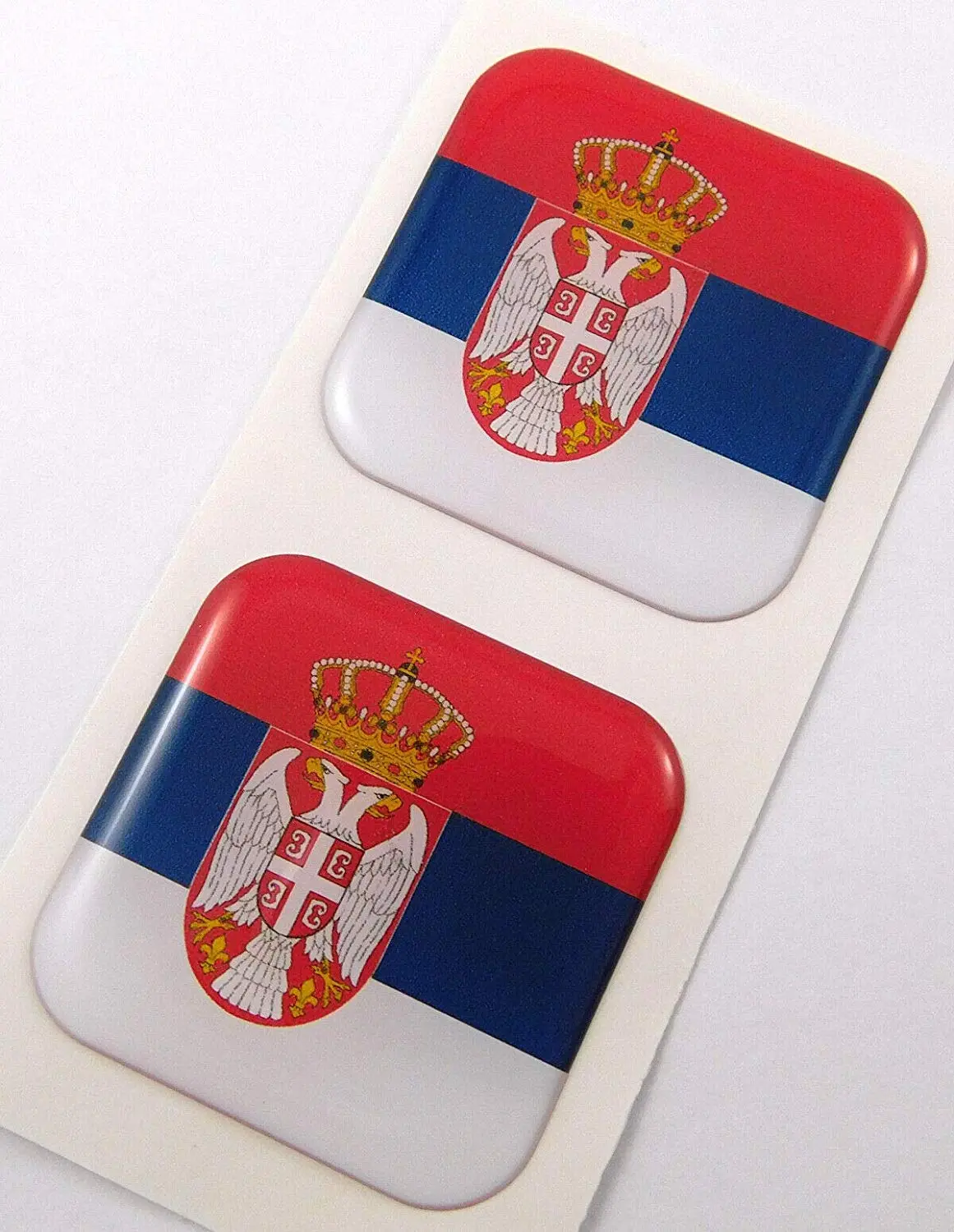 Serbia Flag Square Domed Decal Car Bike Gel Stickers 1.5" 2Pc 1