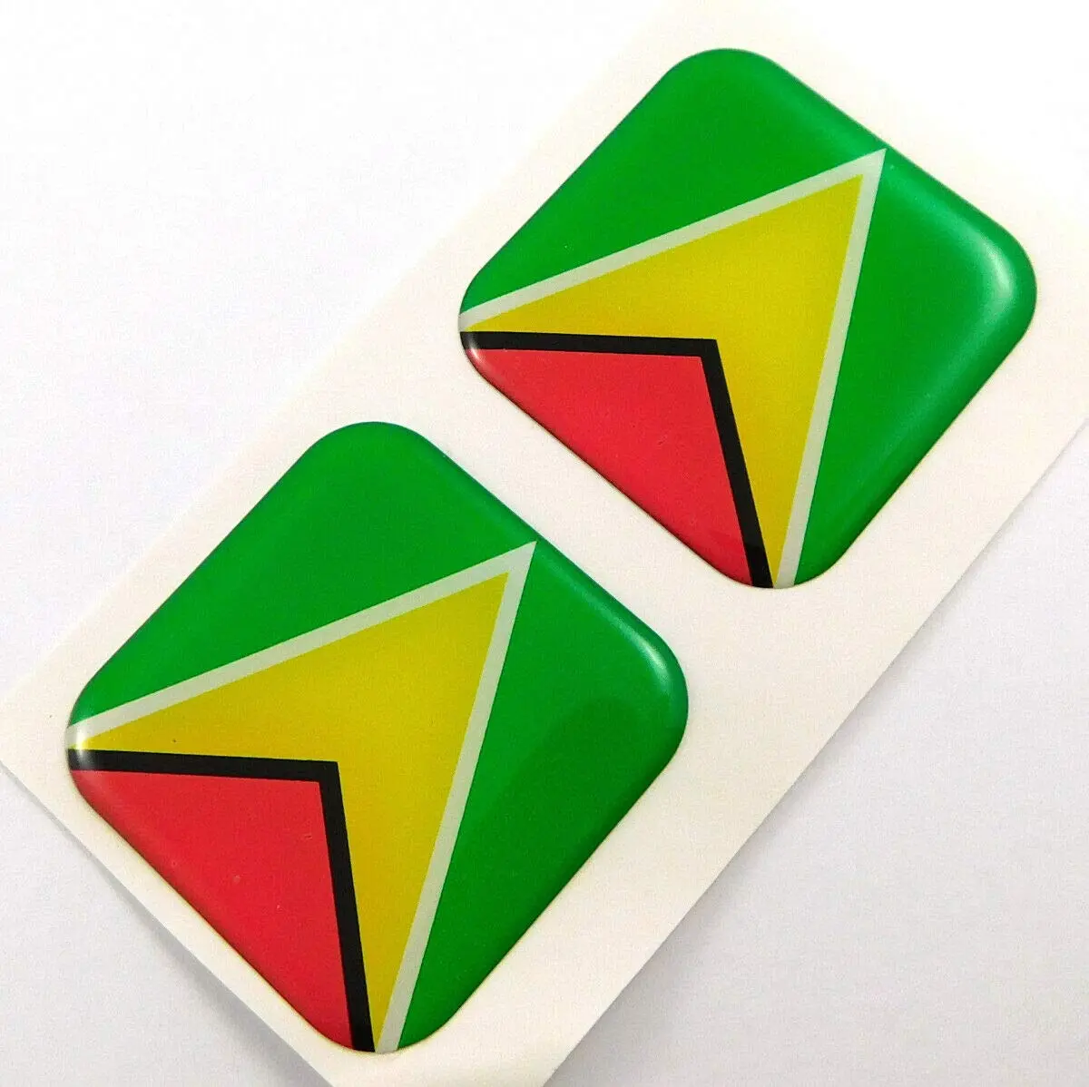 Guyana Flag Square Domed Decal Car Bike Gel Stickers 1.5" 2Pc 1