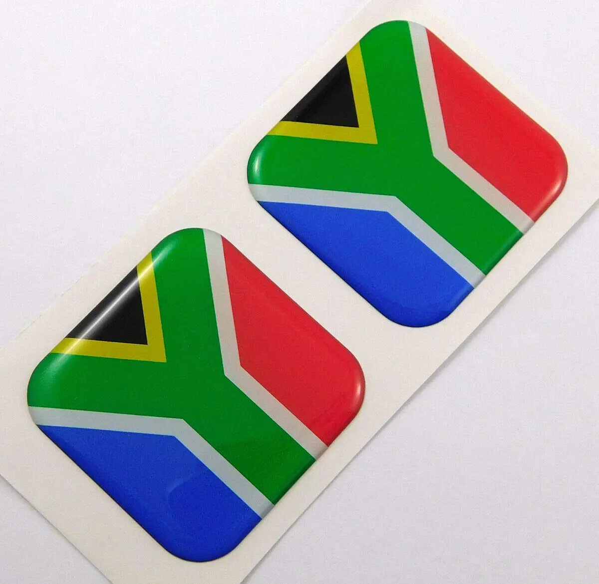 South Africa Flag Square Domed Decal Car Bike Gel Stickers 1.5" 2Pc 1