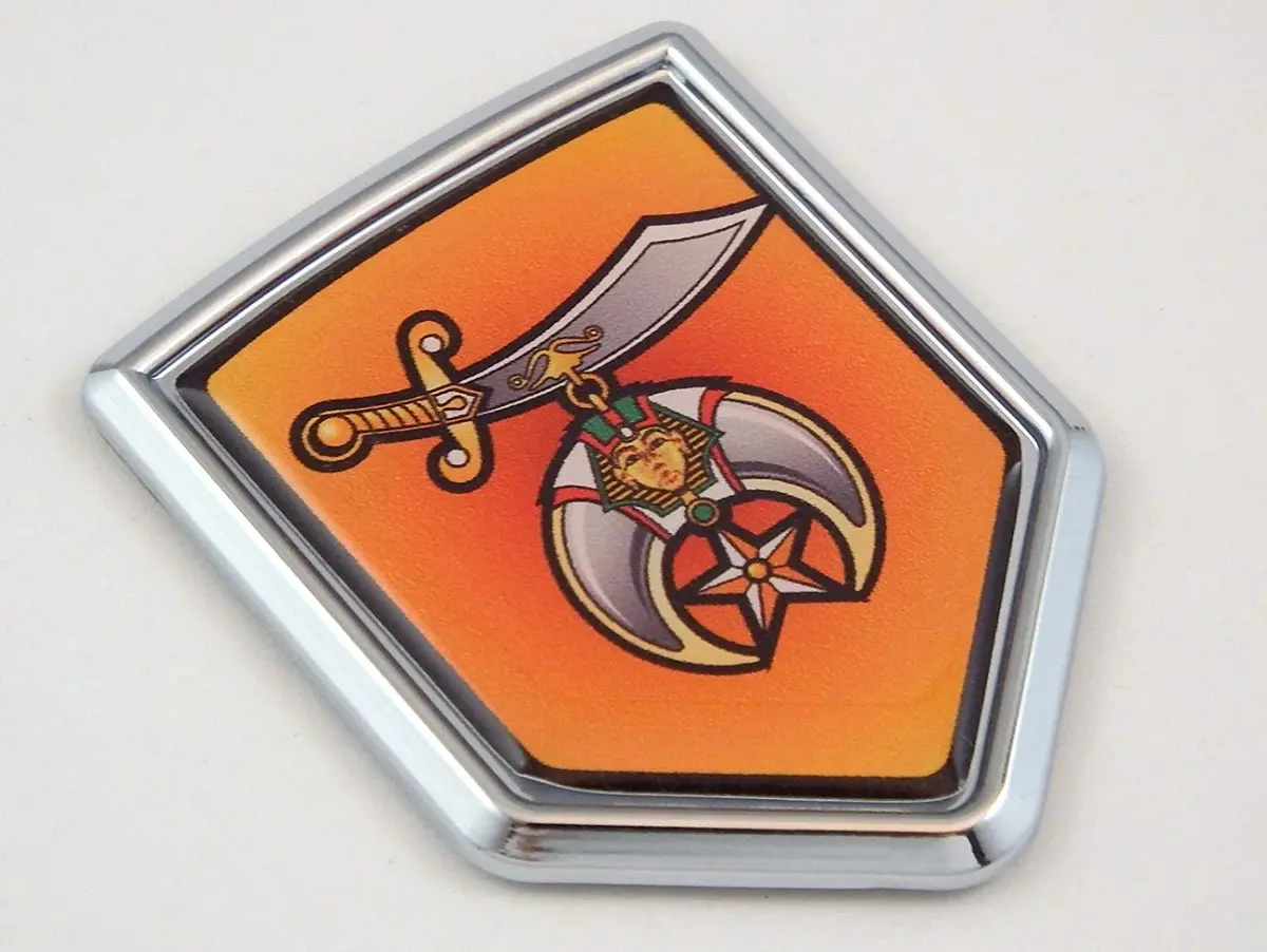 Shriners Masonic Decal Car Chrome Emblem Sticker Badge Crest Auto Bike 1