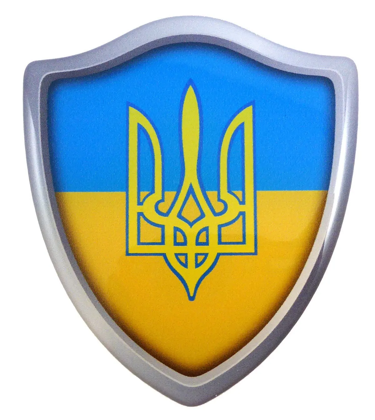 Ukraine Flag Shield Domed Decal 3D Look Emblem Resin Car Sticker 2.6"X3" 1
