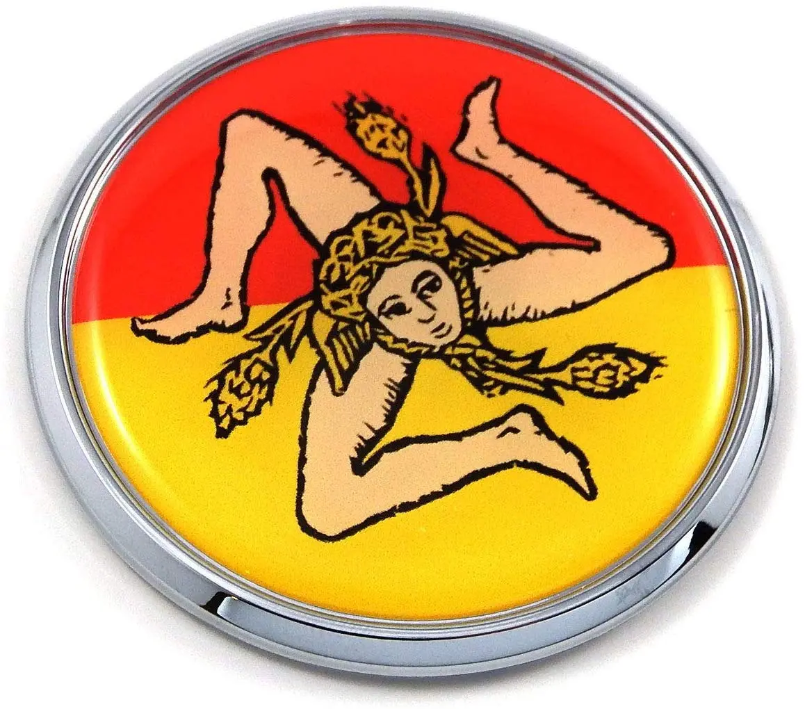 Sicily Italia Flag 2.75" Car Chrome Round Emblem Decal 3D Sticker Badge 1