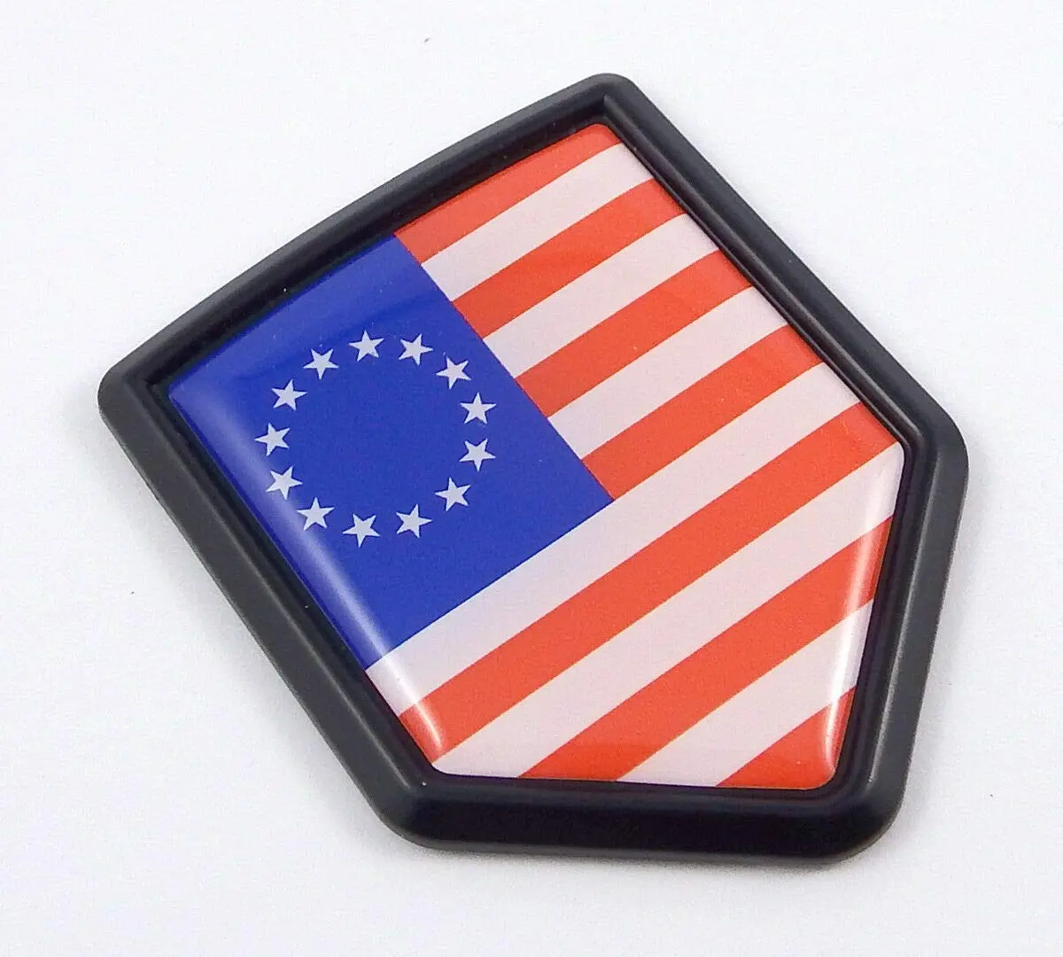Usa Betsy Ross American Flag Black Shield Emblem Car Bike Decal Crest 3D Sticker 1