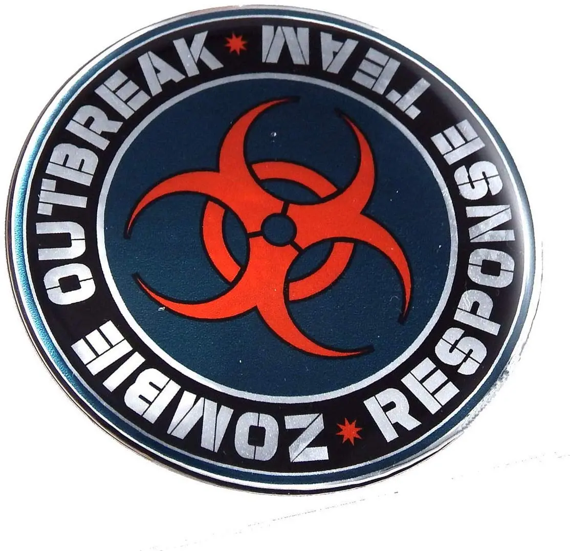 Zombie Outbreak Round Domed Car Decal Emblem 3D Chrome Sticker 2.44" 1