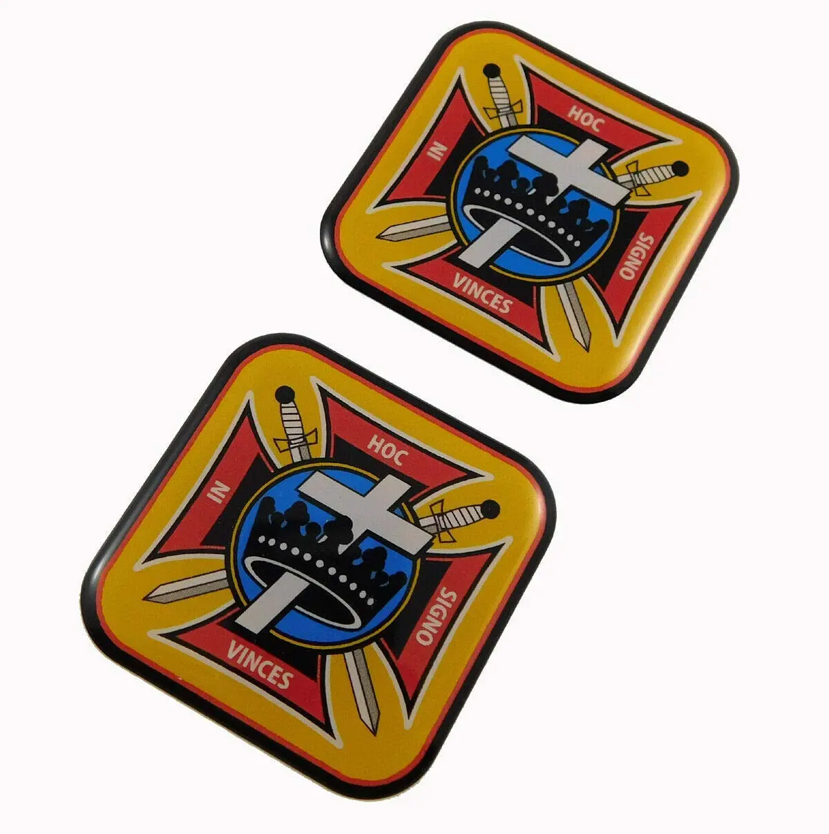 Knight Templar Mason Square Domed Decal Emblem Car Bike Gel Stickers 1.5" 2Pc. 1