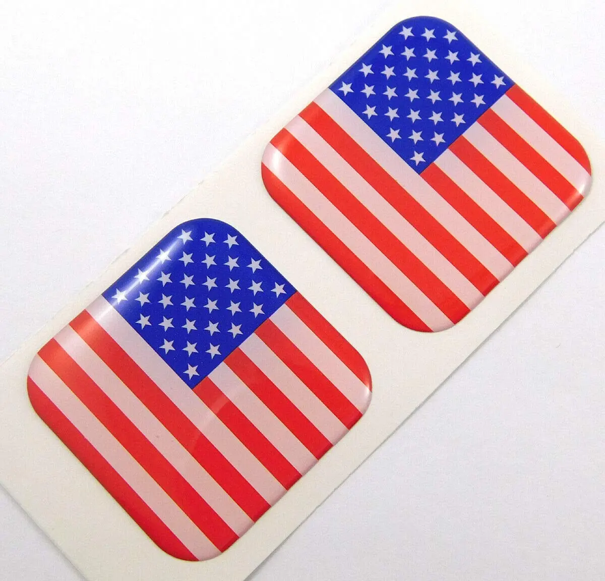 Usa American Flag Square Domed Decal Car Bike Gel Stickers 1.5" 2Pc 1