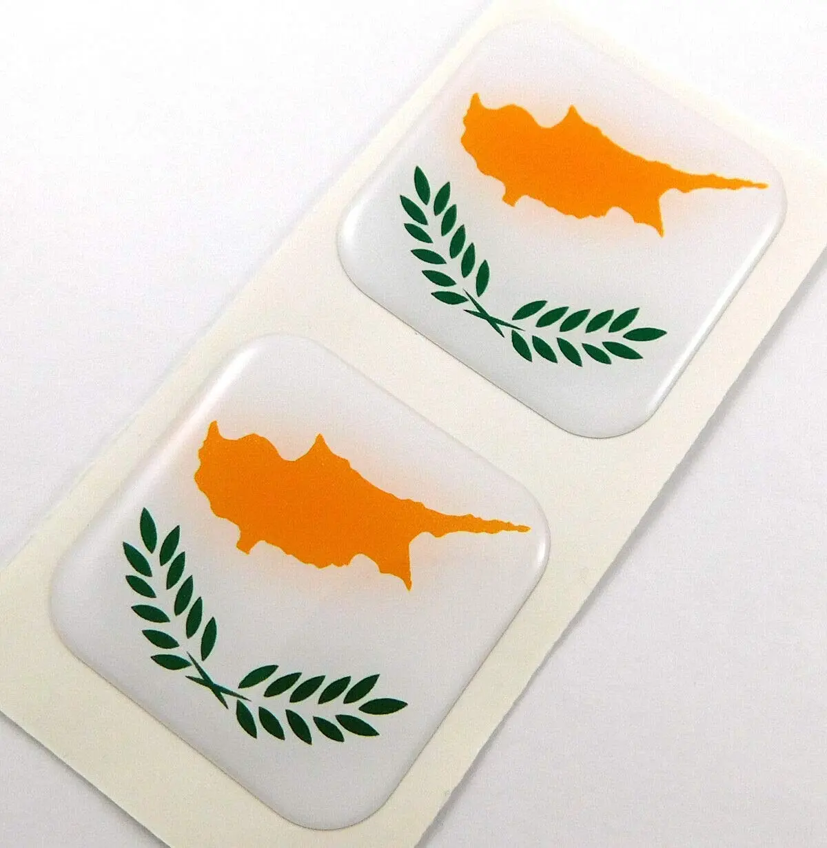Cyprus Flag Square Domed Decal Emblem Car Bike Gel Stickers 1.5" 2Pc. 1