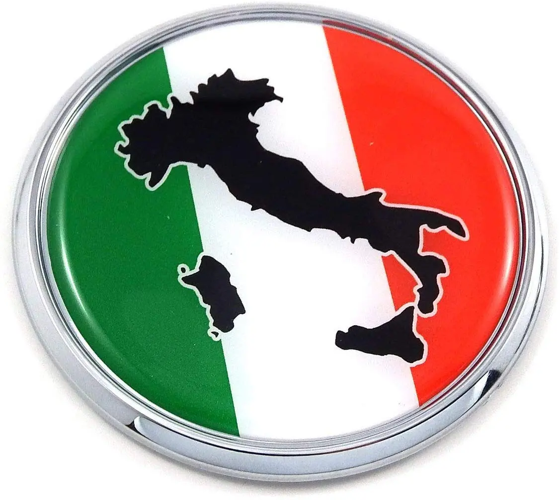 Italy Italia Italian Flag 2.75" Car Chrome Round Emblem Decal 3D Badge 1