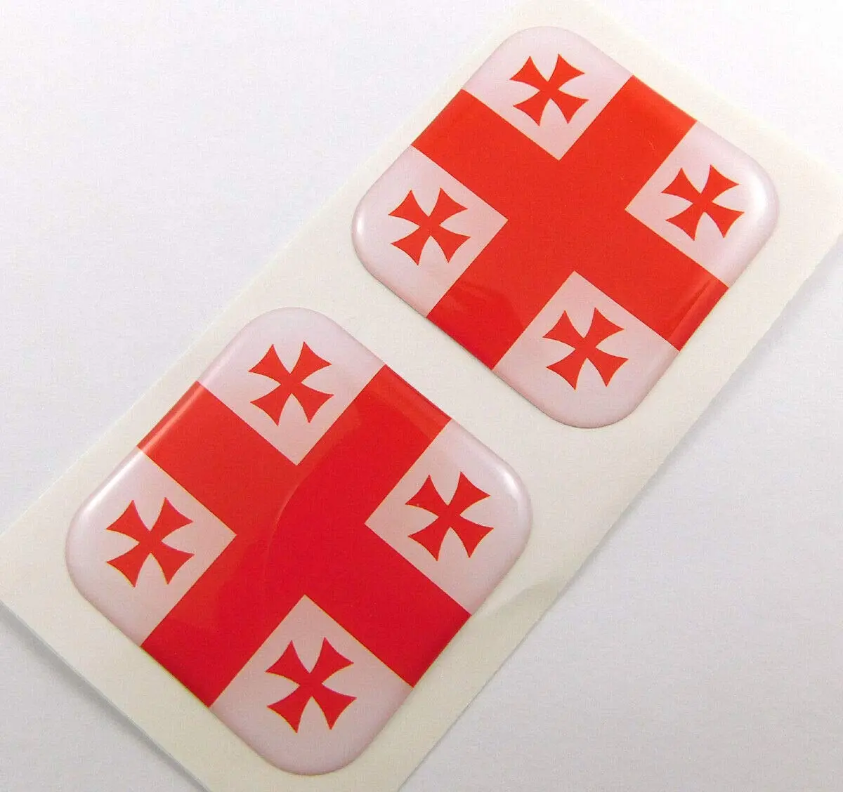 Georgia Flag Square Domed Decal Car Bike Gel Stickers 1.5" 2Pc 1