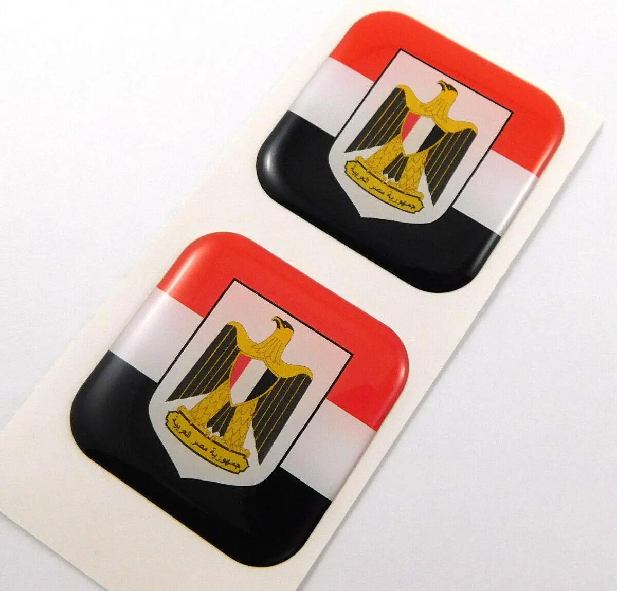 Egypt Flag Square Domed Decal Car Bike Gel Stickers 1.5" 2Pc 1
