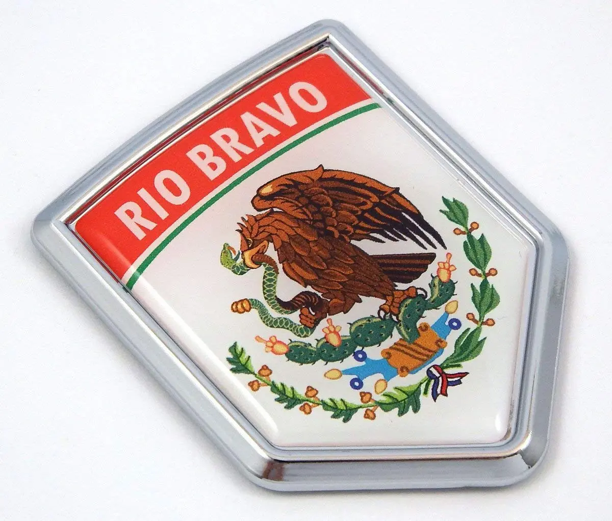 Mx1 Rio Bravo Mexico Flag Mexican Car Emblem Chrome Bike Decal 3D Sticker 1