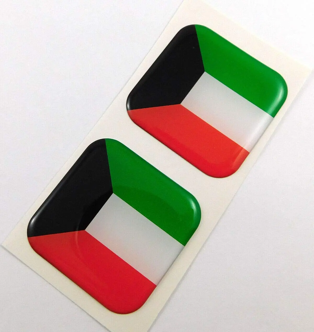 Kuwait Flag Square Domed Decal Car Bike Gel Stickers 1.5" 2Pc 1