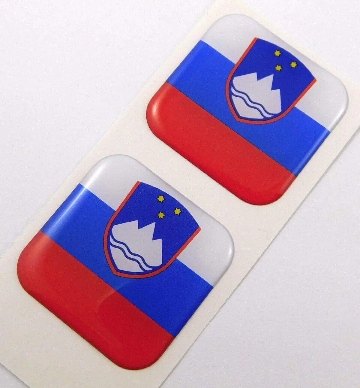 Slovenia Flag Square Domed Decal Car Bike Gel Stickers 1.5" 2Pc 1