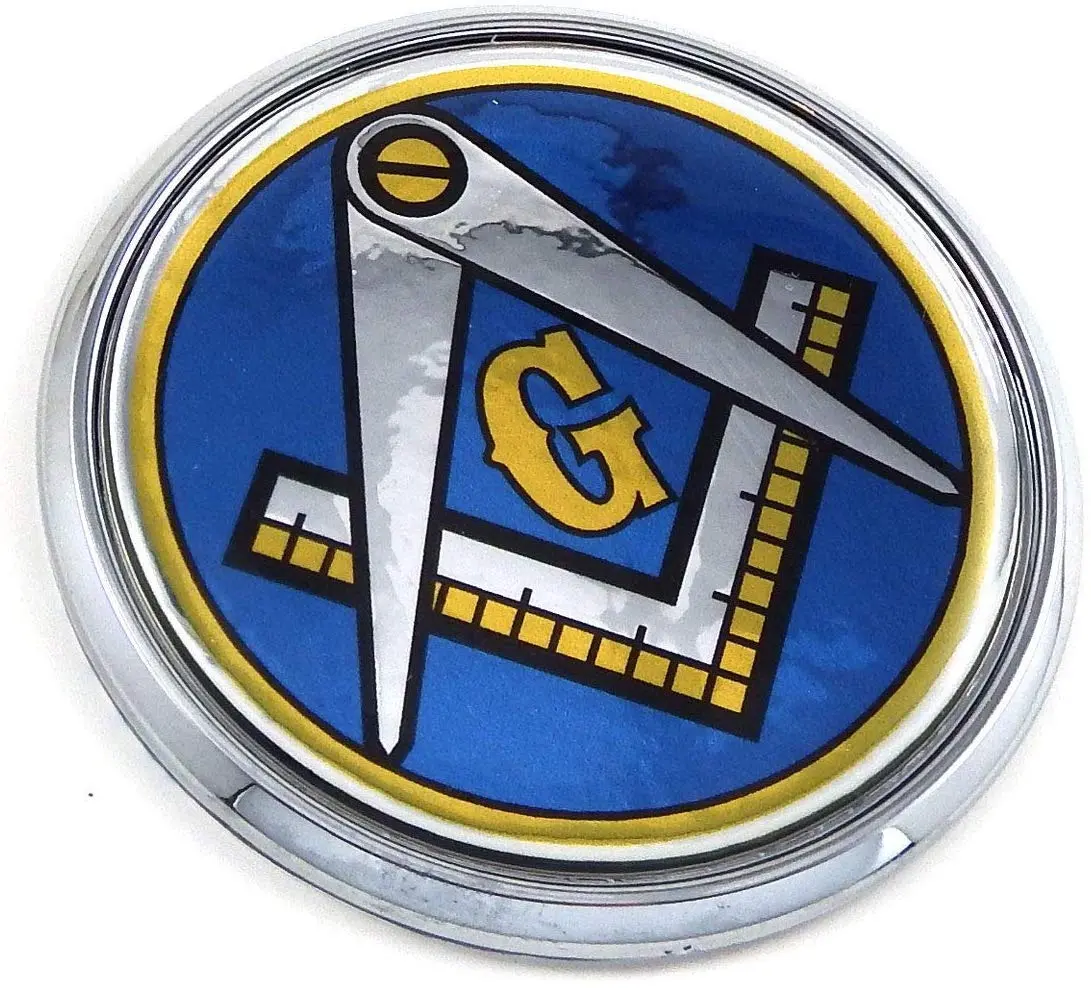 Mason Masonic Blue Back Flag 2.75" Car Chrome Round Emblem Decal 3D Badge 1
