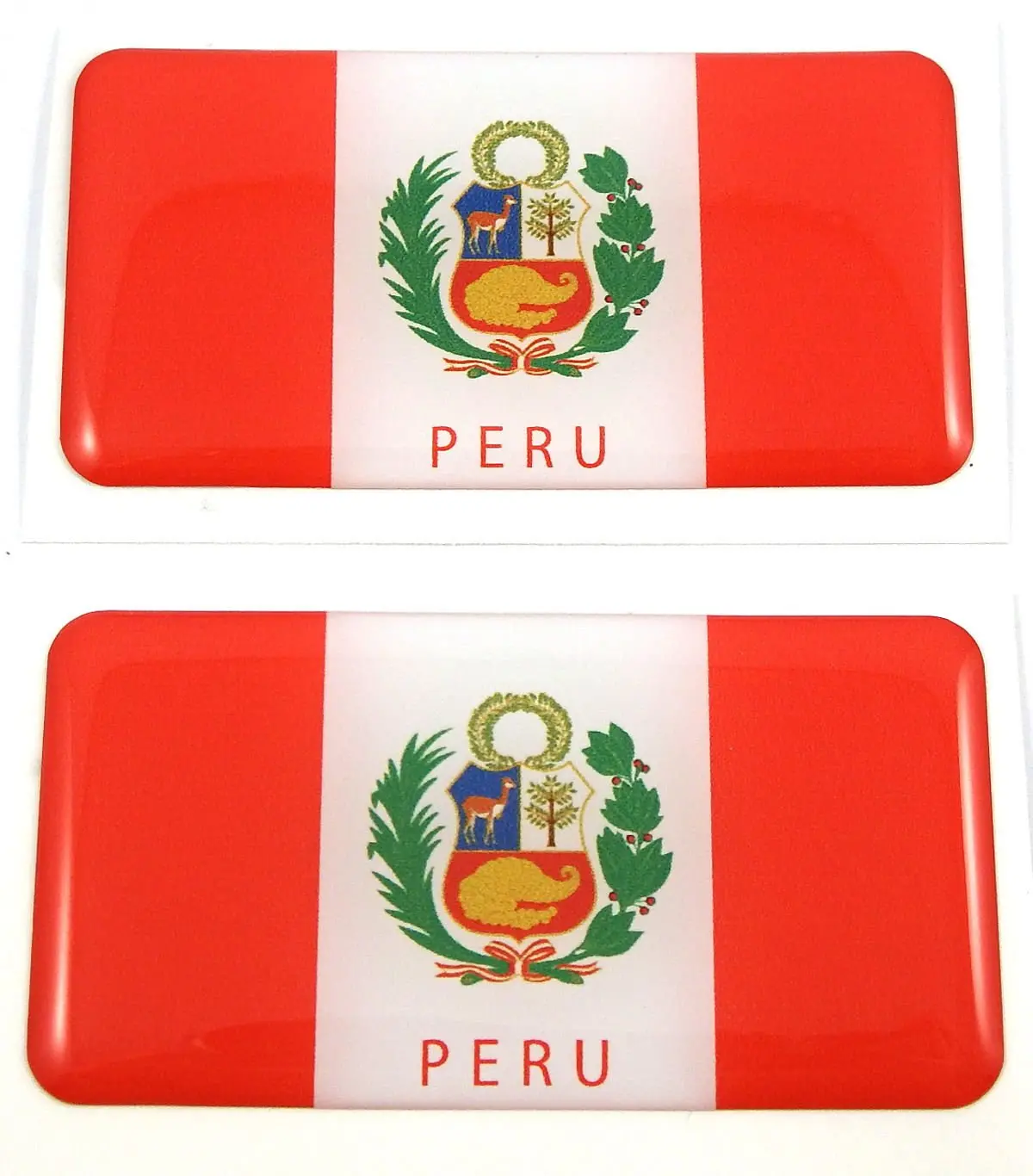 Peru Peruvian Flag Domed Decal 3D Sticker Emblem 2.6" Set Of 2 Decals 1