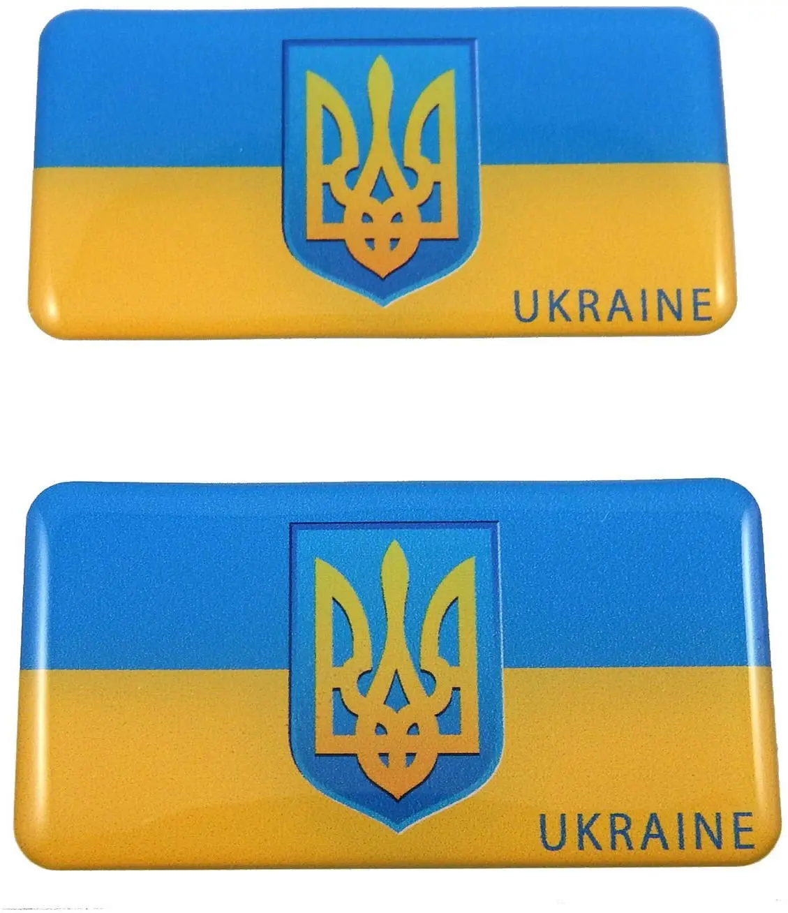 Ukraine Ukrainian Flag Domed Decal 3D Sticker Emblem 2.6" Set Of 2 Decals 1