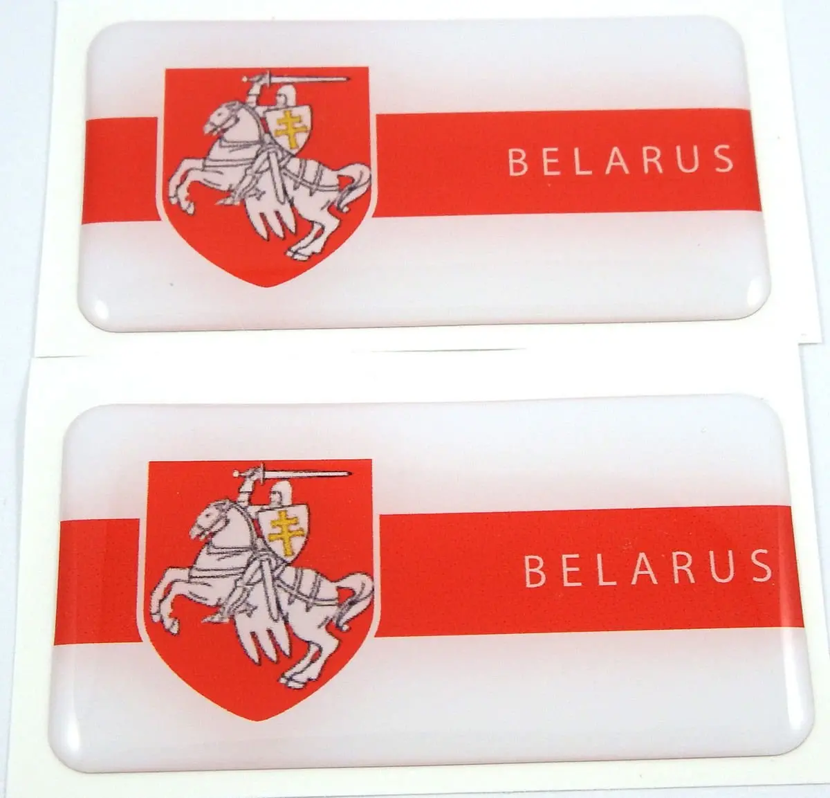 Belarus Rectangular Flag Domed Decal 3D Sticker Emblem 2.6" Set Of 2 Decals 1